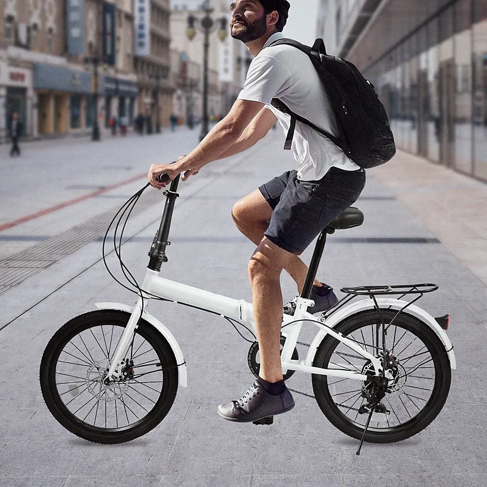 20" Folding Bike 7 Speed Foldable Bicycle City Bike for Teens Adults Lightweight