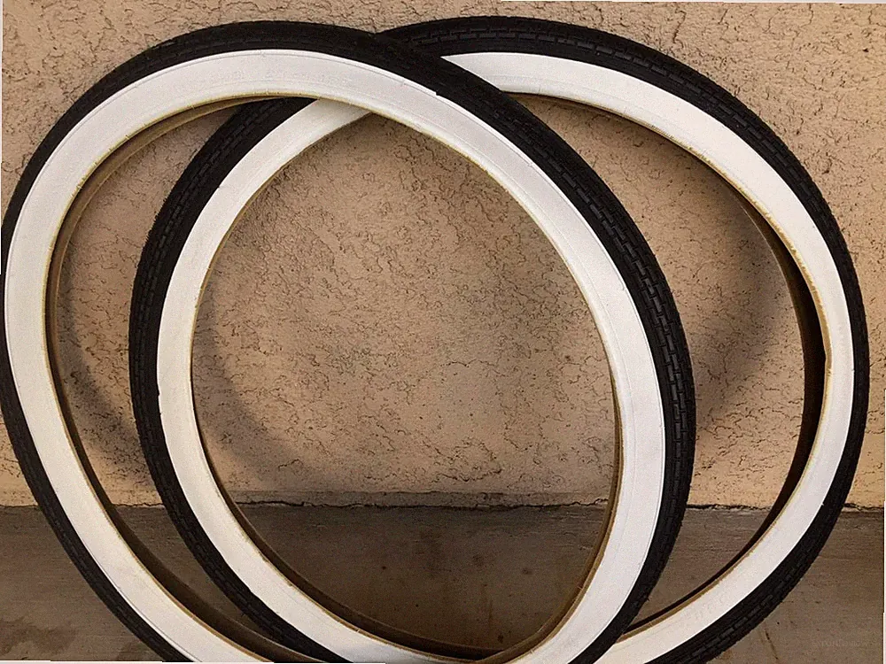 26” x 2.125 Pair of BRICK Black White Wall Beach Cruiser Bicycle Tires lowrider