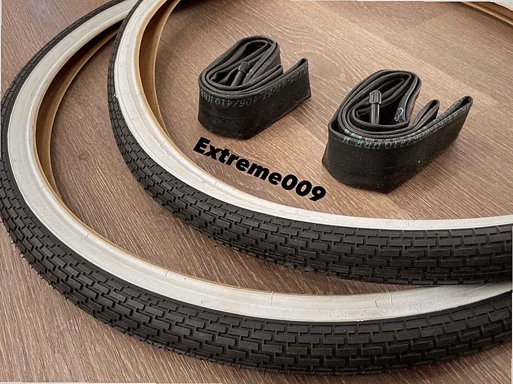 26x2.125 Brick Pattern White Wall Tires & Tubes 26x2.125 Beach Cruiser Lowrider*