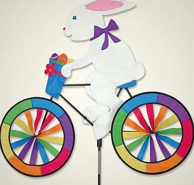 30" EASTER BUNNY on a Bike Spinner, Whirligig, Garden Stake by Premier Design