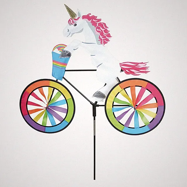 30" UNICORN on a Bike Spinner, Whirligig, Garden Stake by Premier Design