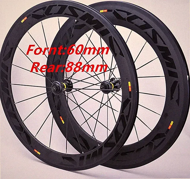 700C Front 60mm+rear 88mm Road Bike UD Full Carbon Fibre Bicycle Wheelset Rims