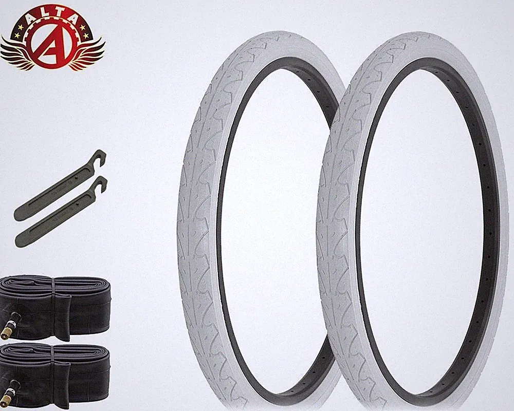 ALTA BICYCLE CRUISER DURABLE TIRE 26 x 1.95 WHITE CITY CAVALIER SLICK 6pc SET.
