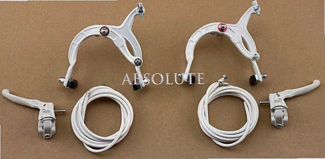 ALTA WHITE OLD SCHOOL BMX BIKE MX COMPLETE BRAKE SET (CALIPER,CABLE& LEVER)