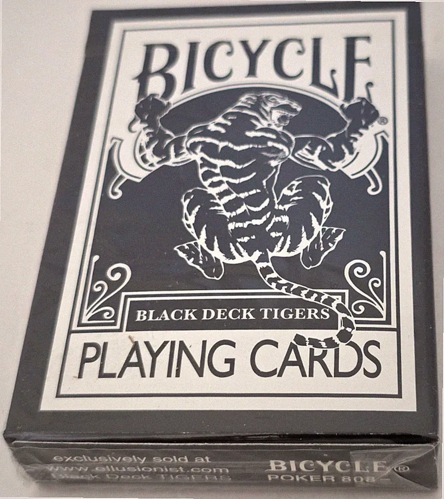 Bicycle Black Deck Tigers Playing Cards (NEW) Poker 808 Ellusionist White Pips