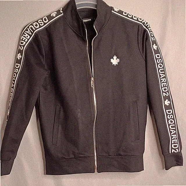 Dsquared2 Full Zip Track Jacket Mens Medium Black Logo Tape Maple Made Italy