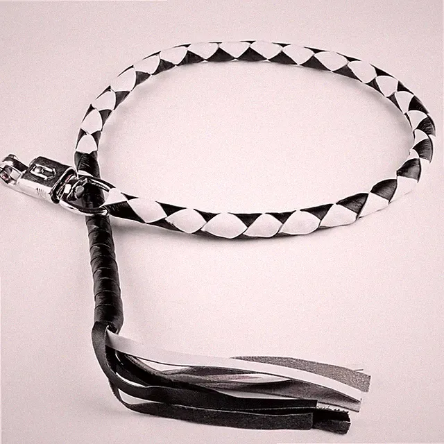 Genuine Leather Motorcycle Get Back Whip 42” for Handlebar w/Quick Release Clasp