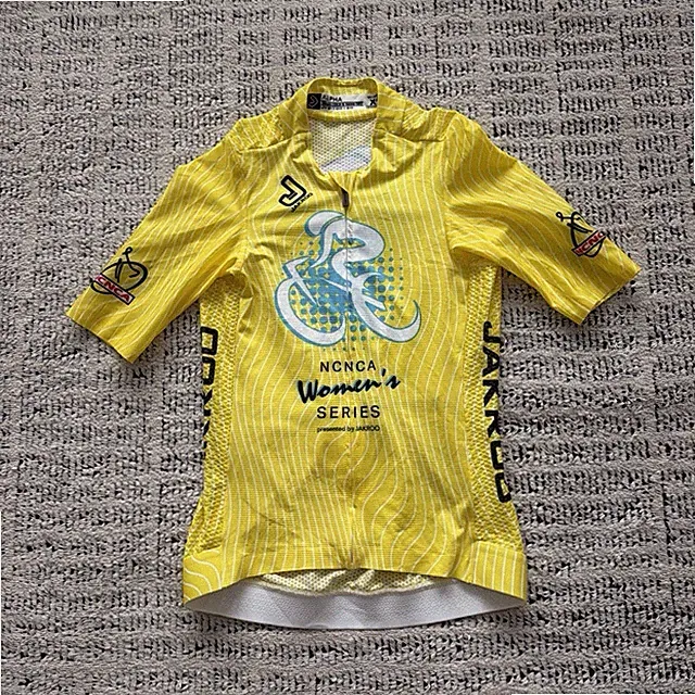 Jakroo Women’s XS Yellow/White Cycling Jersey Graphic 1/4 Zip Pockets JV2-100160