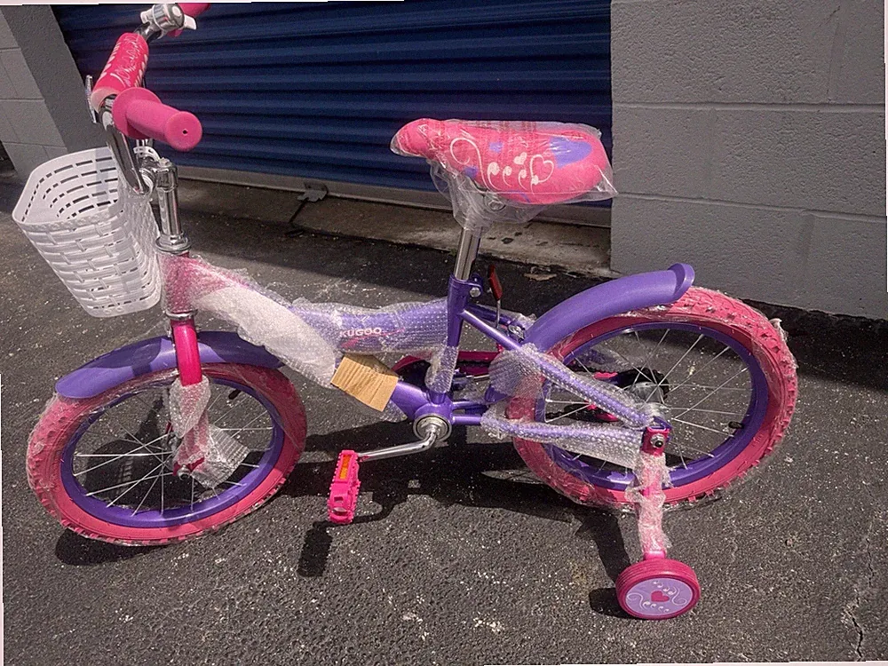 KUGOO Kids Bicycle Pink & Purple Girls Bike w/ Training Wheels & Basket New