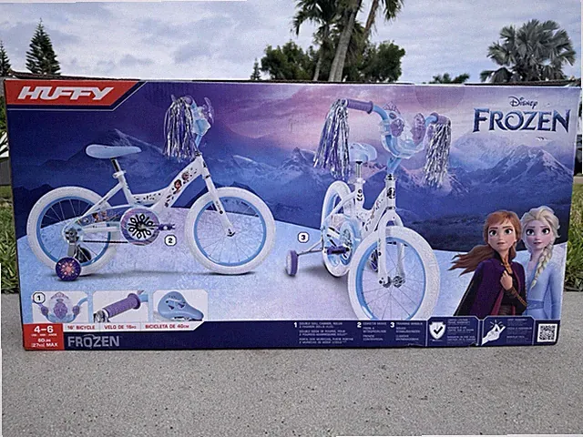 New Huffy Disney Frozen Girls 16” Bike White Elsa Anna Kids Bicycle Training W
