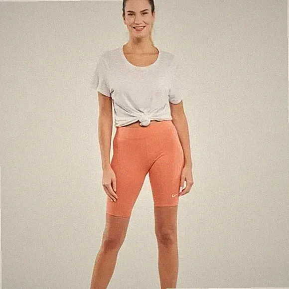 NIKE Essential Bike Shorts CZ8526-827 Madder Root / White Women's Size MEDIUM