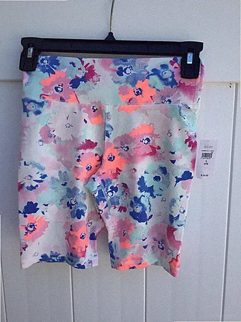 NWT. Gap Fit Girls Bike Shorts Size Large (10-11) White, Blue, Orange Mint