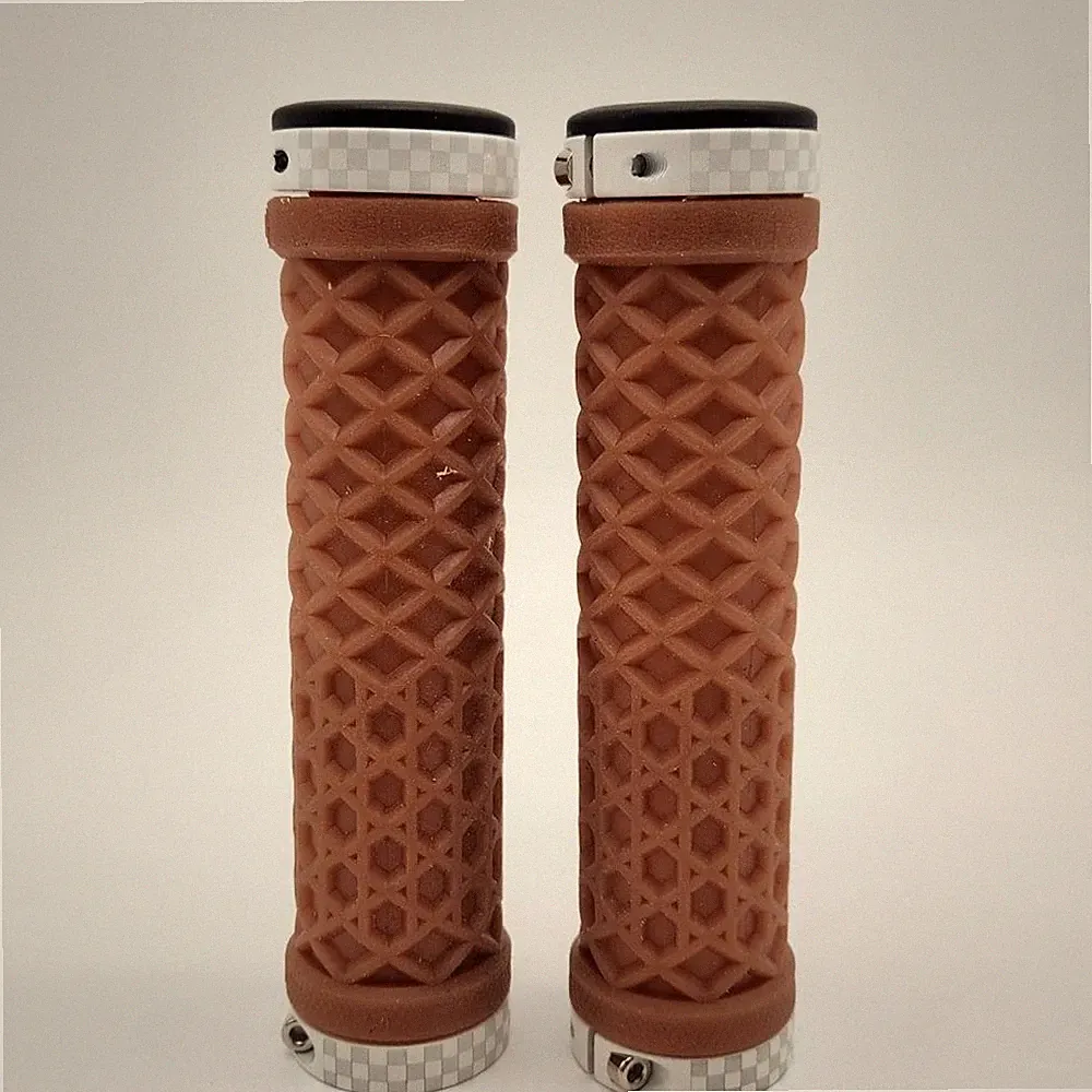 ODI Vans Lock-On Gum / White Waffle Bicycle Grips Checkerboard Ends - NO PACKAGE
