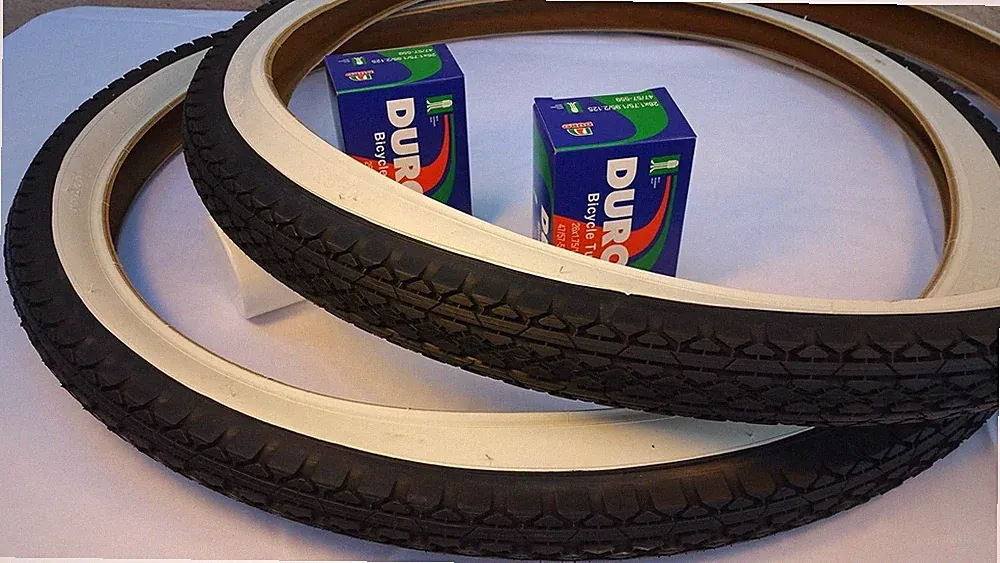 Pair of Two (2) Diamond White Wall 26x2.125 Bicycle Tires with Two (2)...