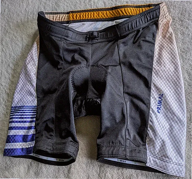 PRIMAL Padded Cycling Shorts Womens S Blue Black Gold White Bicycle