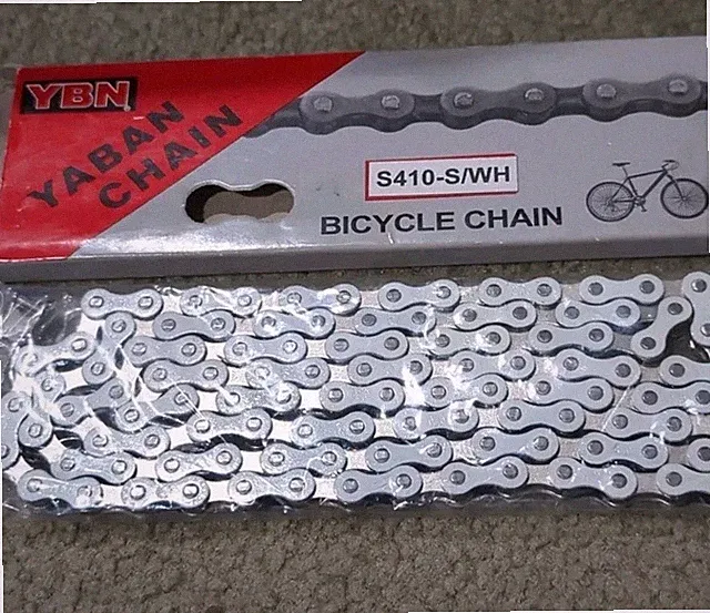 SINGLE SPEED BICYCLE CHAIN WHITE/CHROME 1/2"X1/8"X 112,CRUISER,BMX