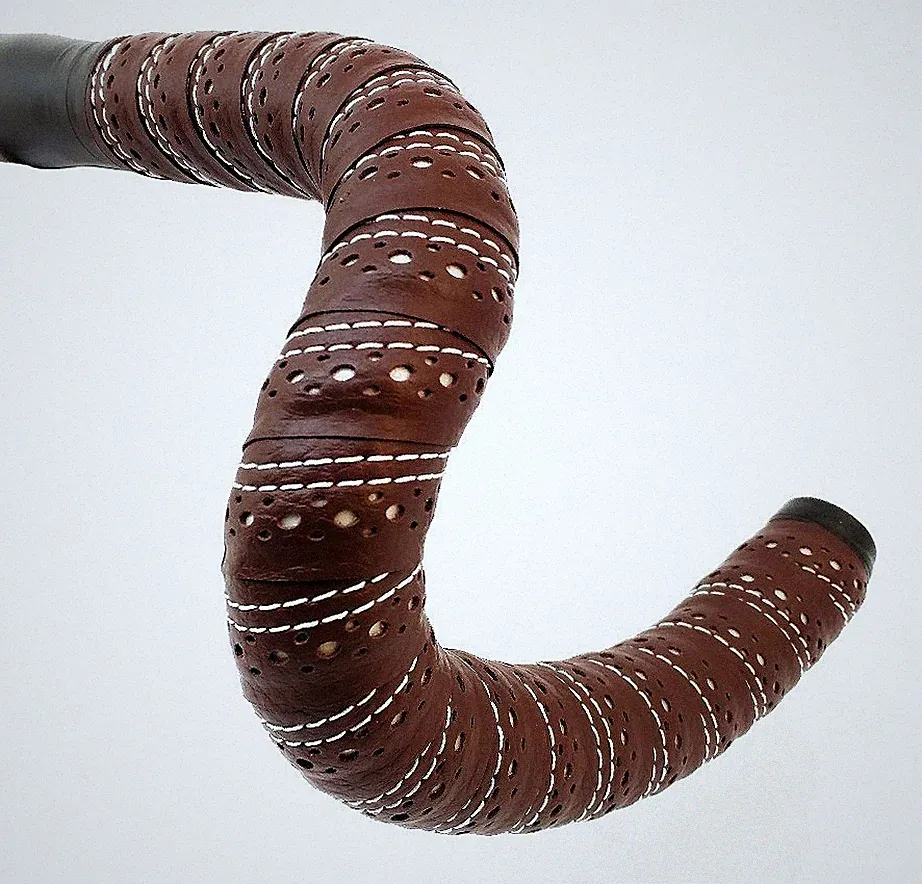 Synthetic Leather Brown/White Touring Bicycle Bike BTP Handlebar Tape