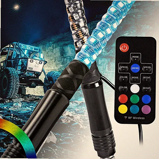 True Mods 2pc 1ft Spiral RGB LED Whip Light for - Pack of 2, Multicolor