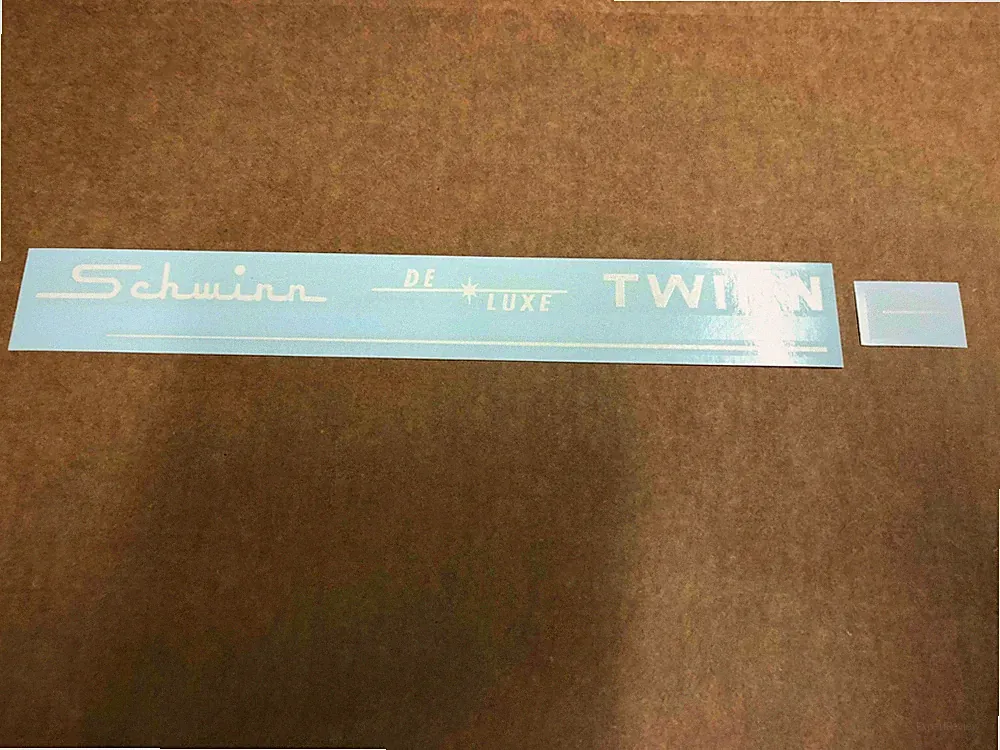 Vintage Schwinn Deluxe Twinn Tandem Bicycle WHITE Chainguard Decal