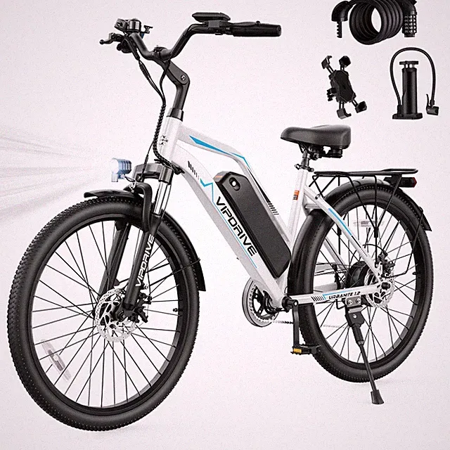 VIPDRIVE 26" Electric Bike for Adult 48V Peak 750W Commuter 50 Miles 20MPH EBike