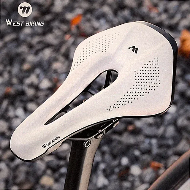 WEST BIKING Bicycle Seat Saddle PU Leather Cycling MTB Road Bike Saddle White