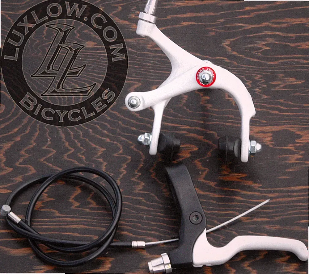 White 700c Fixie Frt Brake Lever Cable Caliper Fixed Gear Bicycle Track RoadBike