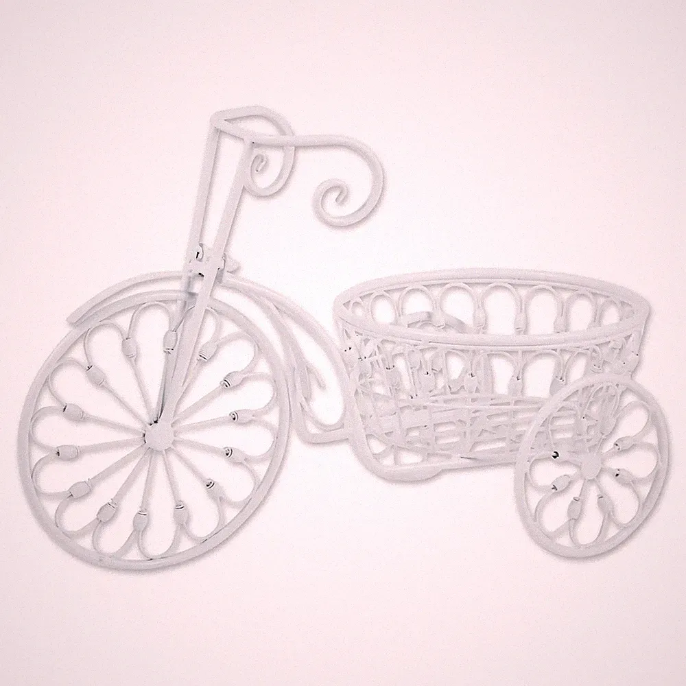 White Bicycle Planter Flower Holder Outdoor Yard Garden Lawn Pot Decor Shrubs