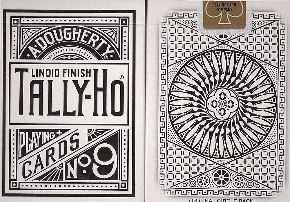 WHITE REVERSE Circle Back Tally Ho Playing Cards by Bicycle Poker Dougherty 1885